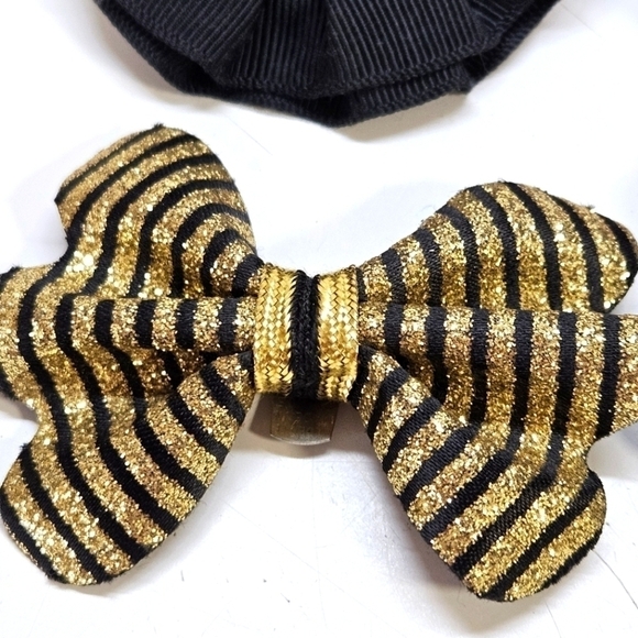 VINTAGE 4 Pairs of Shoe Clips Bows Leather - Picture 5 of 6